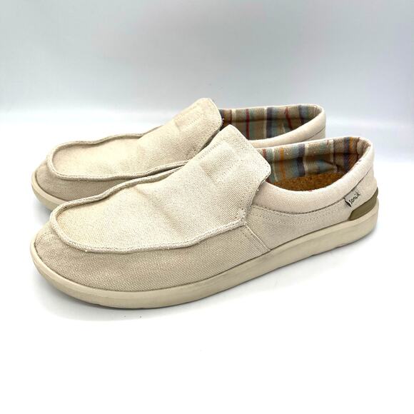 Sanuk Sidewalk Surfer Oatmilk / Cream Canvas Men\'s Loafers Size 11.5 main image 4
